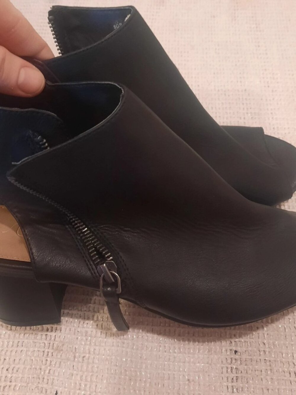 Sugar Peep-Toe Ankle Booties in Black